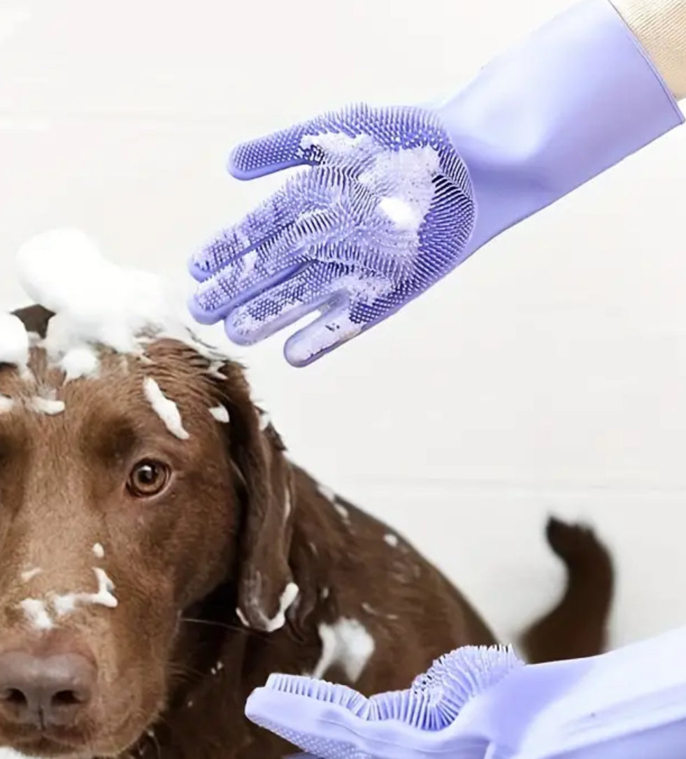 Dog Brush Gloves - Easy Brushing Silicone Gloves - One Size