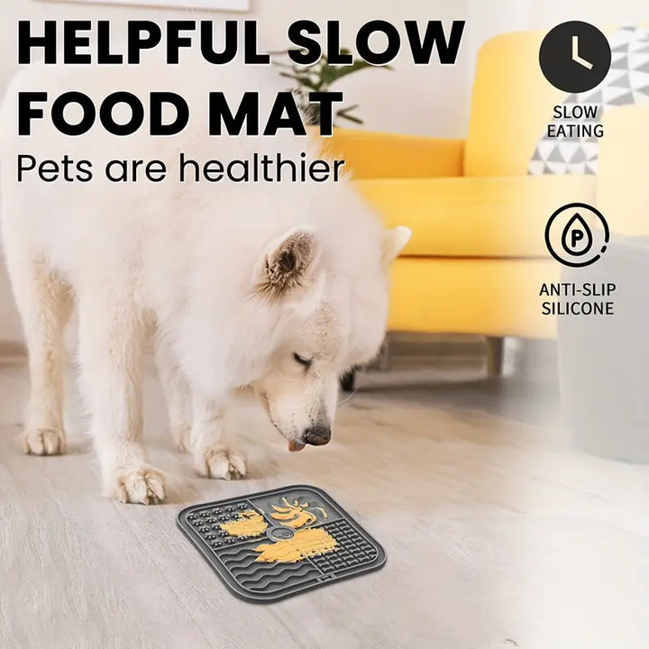 Smarter Dog Licking Mat - Beige - Slow Feeder - Silicone Suction Cups